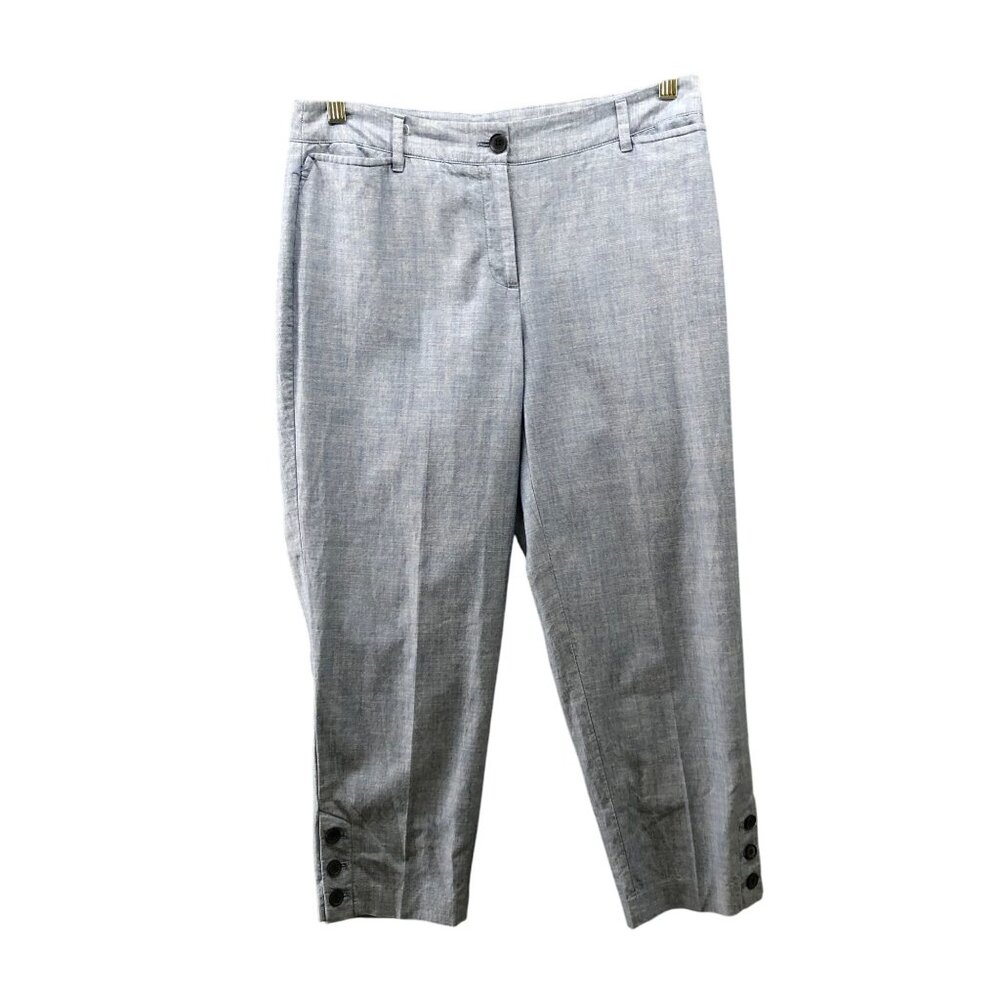 Talbots Perfect Crop Pants Womens‎ 6P Light Blue Cotton Lightweight Side Button
